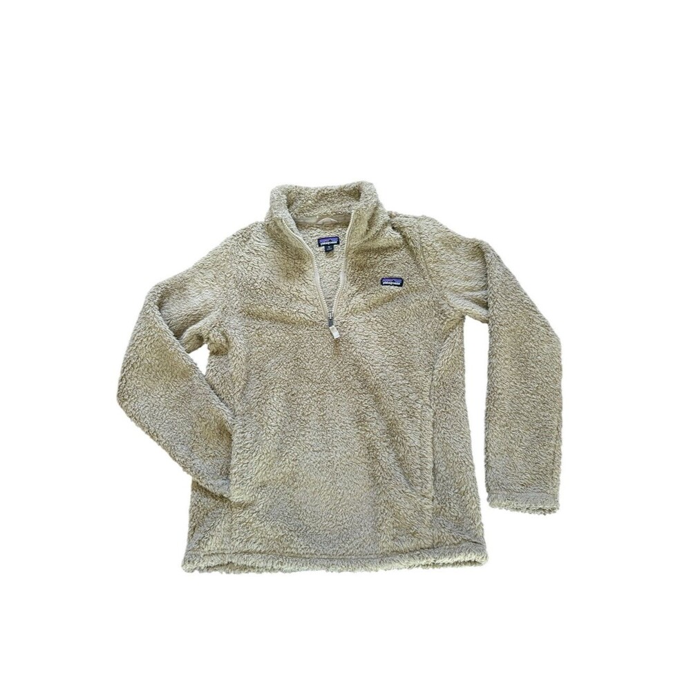 Patagonia Los Gatos 1/4 Zip High Pile Fleece Pullover Tan Youth Kids Size XL 14